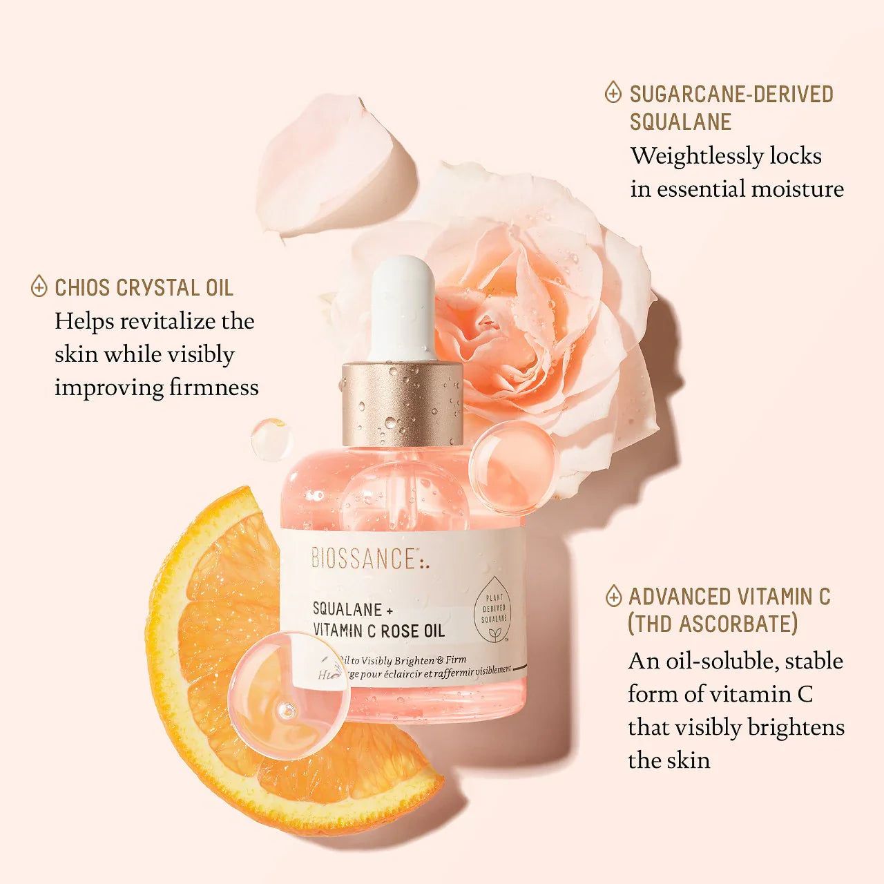 Biossance Squalane + Vitamin C Rose Oil -30ml